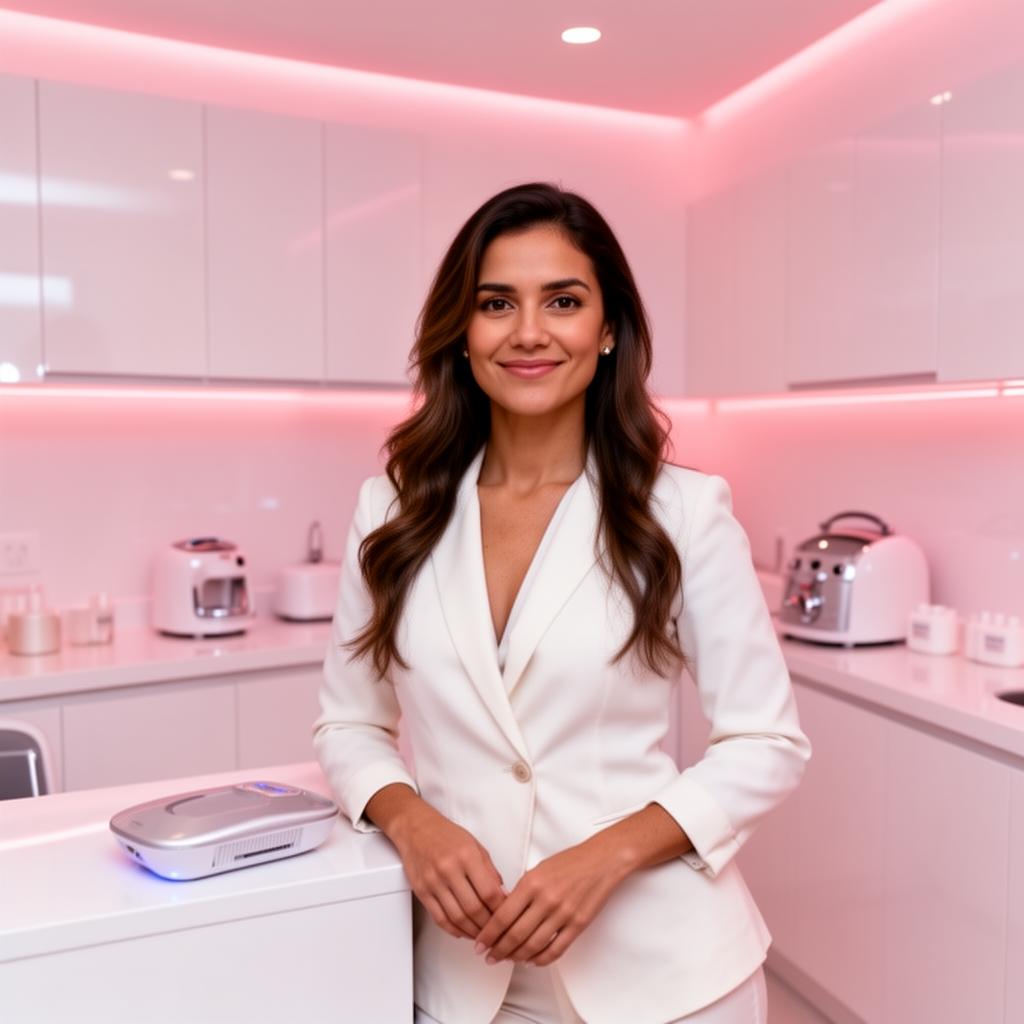 Empreendedora em seu espaço de bronzeamento artificial